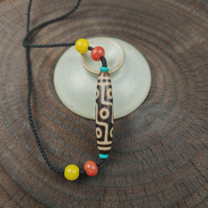 Authentic 9 Eyes Dzi Necklace | Tibetan Protection Amulet | 54*12mm