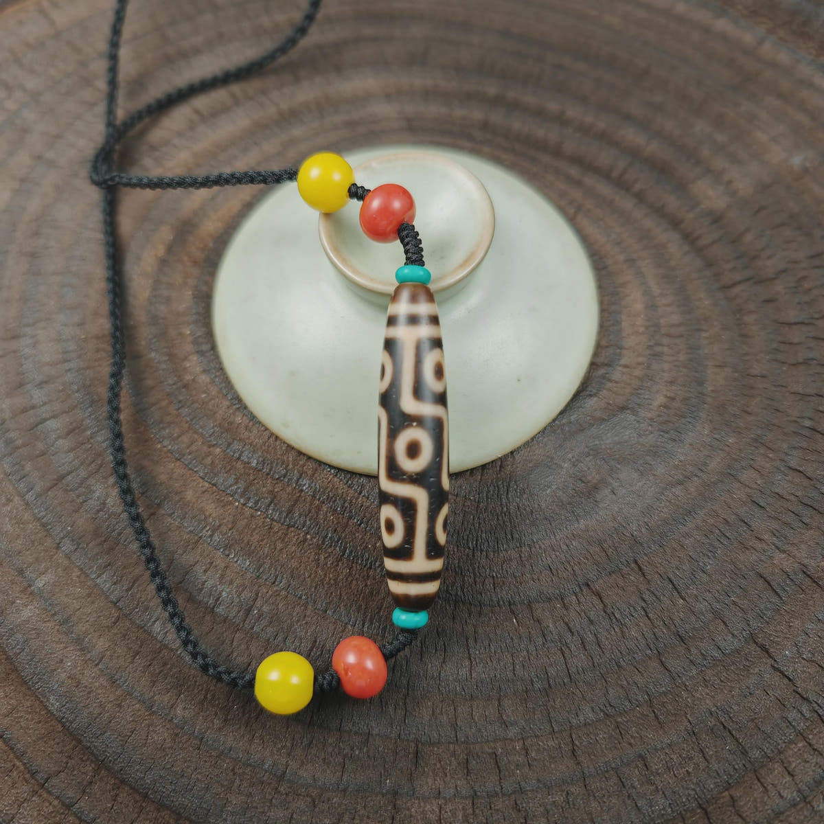 Authentic 9 Eyes Dzi Necklace | Tibetan Protection Amulet | 54*12mm