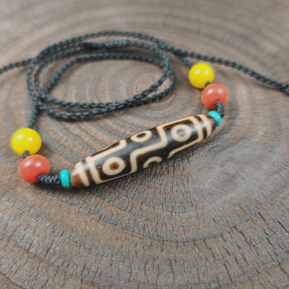 Authentic 9 Eyes Dzi Necklace | Tibetan Protection Amulet | 54*12mm