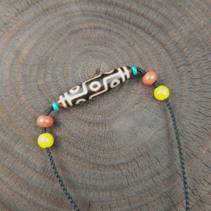 Authentic 9 Eyes Dzi Necklace | Tibetan Protection Amulet | 54*12mm