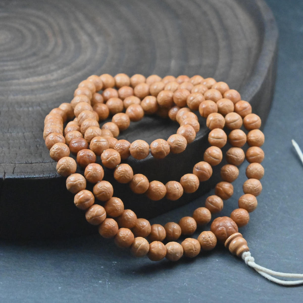 Handmade 9mm Phoenix Eye Bodhi Seed Mala Necklace