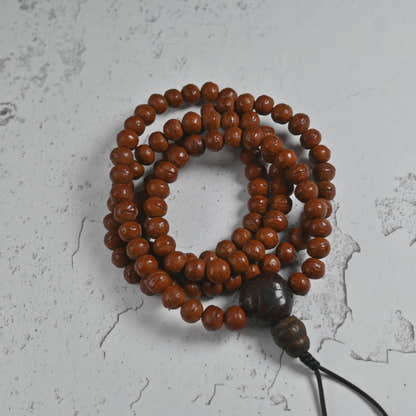 Antique Tibetan Mala Necklace Old Bodhi Wood Prayer Beads 8mm
