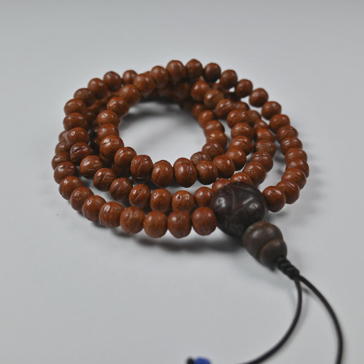 Antique Tibetan Mala Necklace Old Bodhi Wood Prayer Beads 8mm