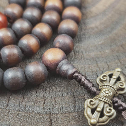 Authentic Old 8mm Bodhi Root Seed Necklace Mala| Tibetan Rosary 108 Prayer Beads - 48cm Stretched