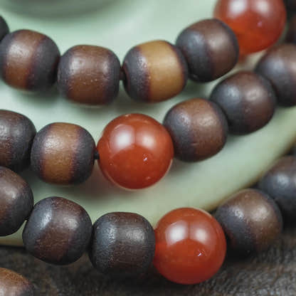 Authentic Old 8mm Bodhi Root Seed Necklace Mala| Tibetan Rosary 108 Prayer Beads - 48cm Stretched