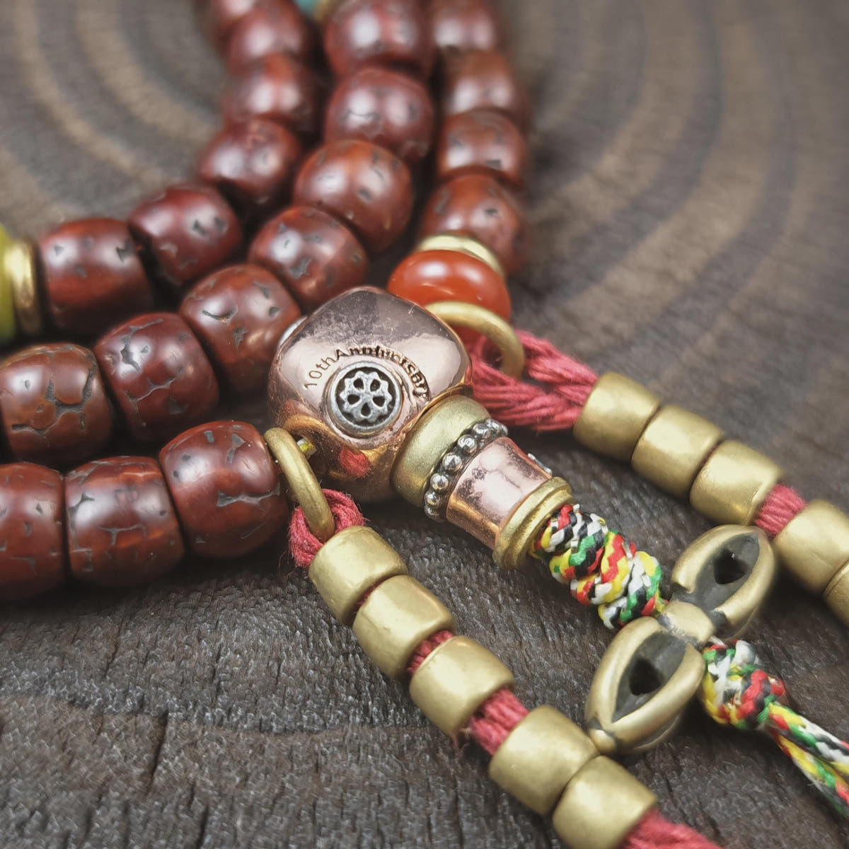 Authentic Tibetan Rudraksha Mala, Old 8mm 108 Prayer Beads Necklace with Turquoise & Dzi Bead, Vintage Antique Finish Tibetan Rosary