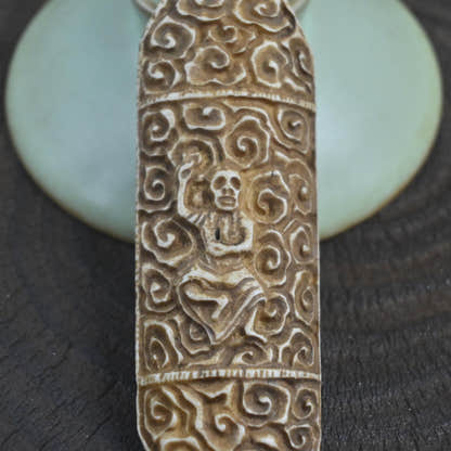 Skull Master Citipai Amulet | Vintage Tibetan Yak Bone Carved Protective Pendant