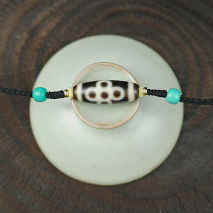 Authentic Thunder 5 Eyes Dzi Necklace | Tibetan Protection Amulet | 30*11mm