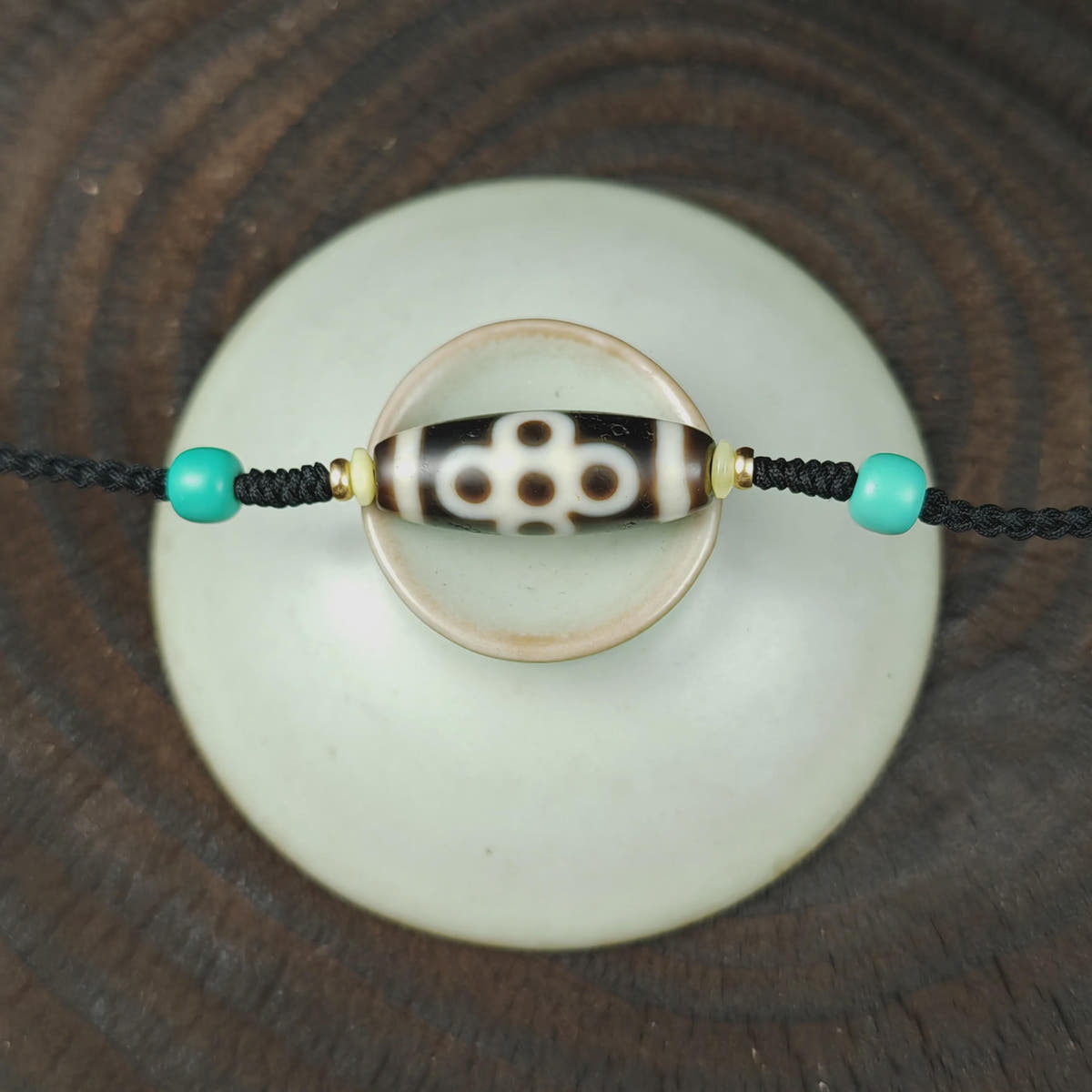 Authentic Thunder 5 Eyes Dzi Necklace | Tibetan Protection Amulet | 30*11mm