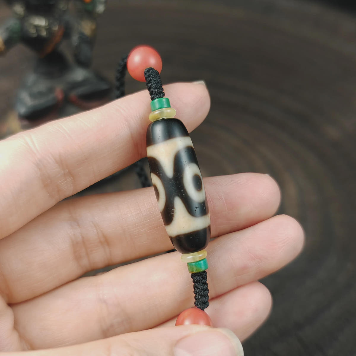 Authentic 3 Eyes Mandala Dzi Necklace | Tibetan Agate Protection Amulet