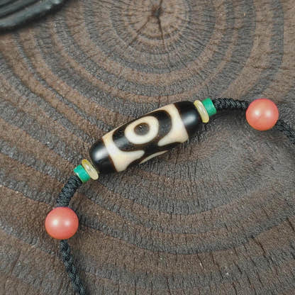Authentic 3 Eyes Mandala Dzi Necklace | Tibetan Agate Protection Amulet