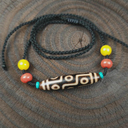 Authentic 9 Eyes Dzi Necklace | Tibetan Protection Amulet | 54*12mm