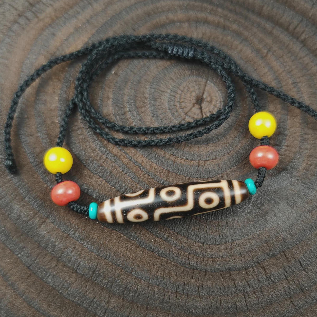 Authentic 9 Eyes Dzi Necklace | Tibetan Protection Amulet | 54*12mm