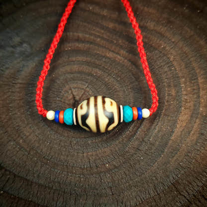 Authentic Dzi Bead Necklace Lotus Dalo Dzi Pendant Tibetan Jewelry 20*18mm
