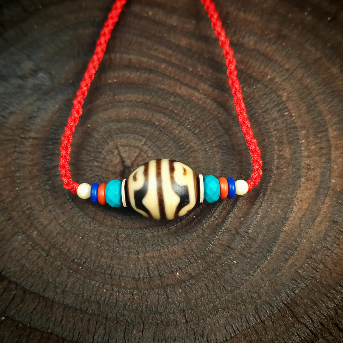 Authentic Dzi Bead Necklace Lotus Dalo Dzi Pendant Tibetan Jewelry 20*18mm