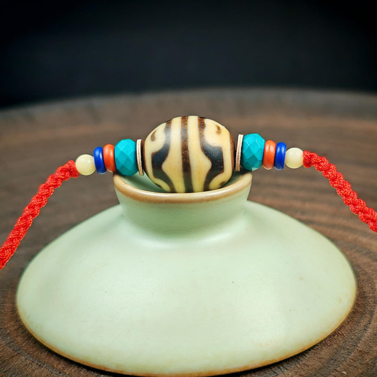 Authentic Dzi Bead Necklace Lotus Dalo Dzi Pendant Tibetan Jewelry 20*18mm