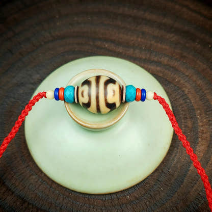 Authentic Dzi Bead Necklace Lotus Dalo Dzi Pendant Tibetan Jewelry 20*18mm
