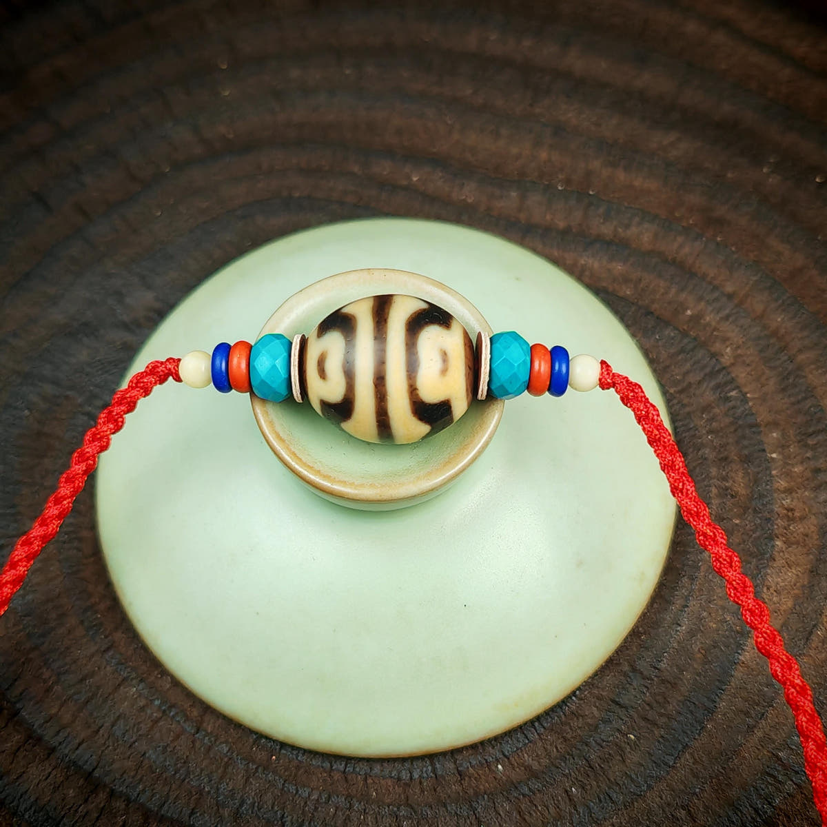 Authentic Dzi Bead Necklace Lotus Dalo Dzi Pendant Tibetan Jewelry 20*18mm
