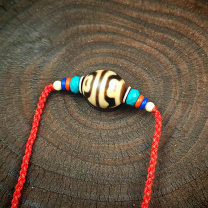 Authentic Dzi Bead Necklace Lotus Dalo Dzi Pendant Tibetan Jewelry 20*18mm