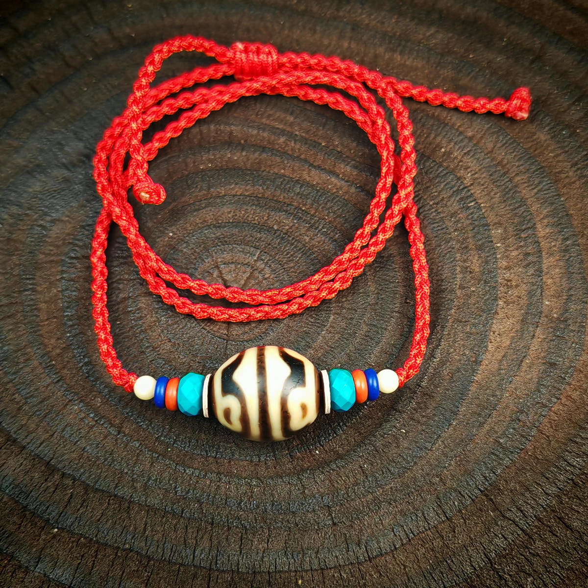 Authentic Dzi Bead Necklace Lotus Dalo Dzi Pendant Tibetan Jewelry 20*18mm