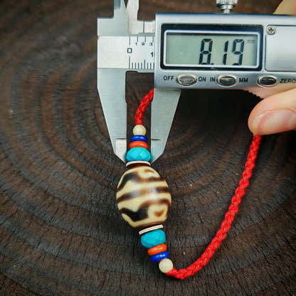 Authentic Dzi Bead Necklace Lotus Dalo Dzi Pendant Tibetan Jewelry 20*18mm