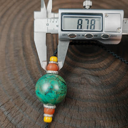 Tibetan Turquoise Bead Amulet Necklace Handcrafted Protective Talisman Pendant