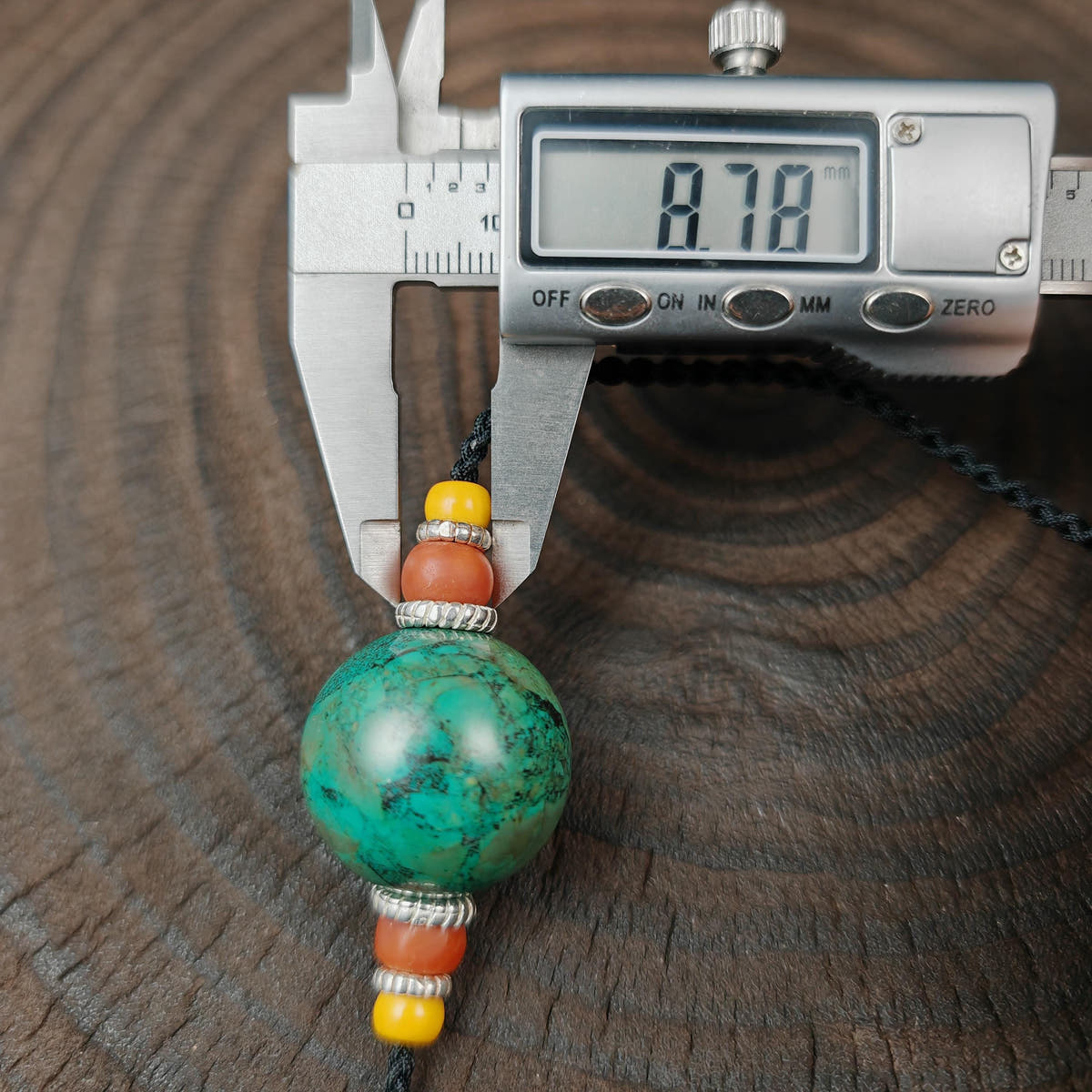 Tibetan Turquoise Bead Amulet Necklace Handcrafted Protective Talisman Pendant