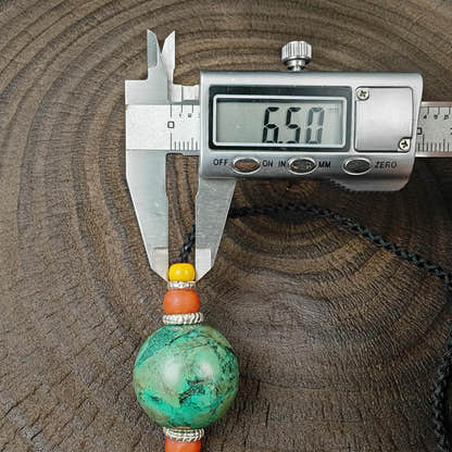 Tibetan Turquoise Bead Amulet Necklace Handcrafted Protective Talisman Pendant