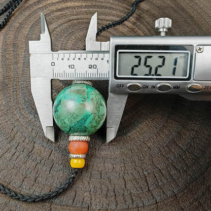 Tibetan Turquoise Bead Amulet Necklace Handcrafted Protective Talisman Pendant