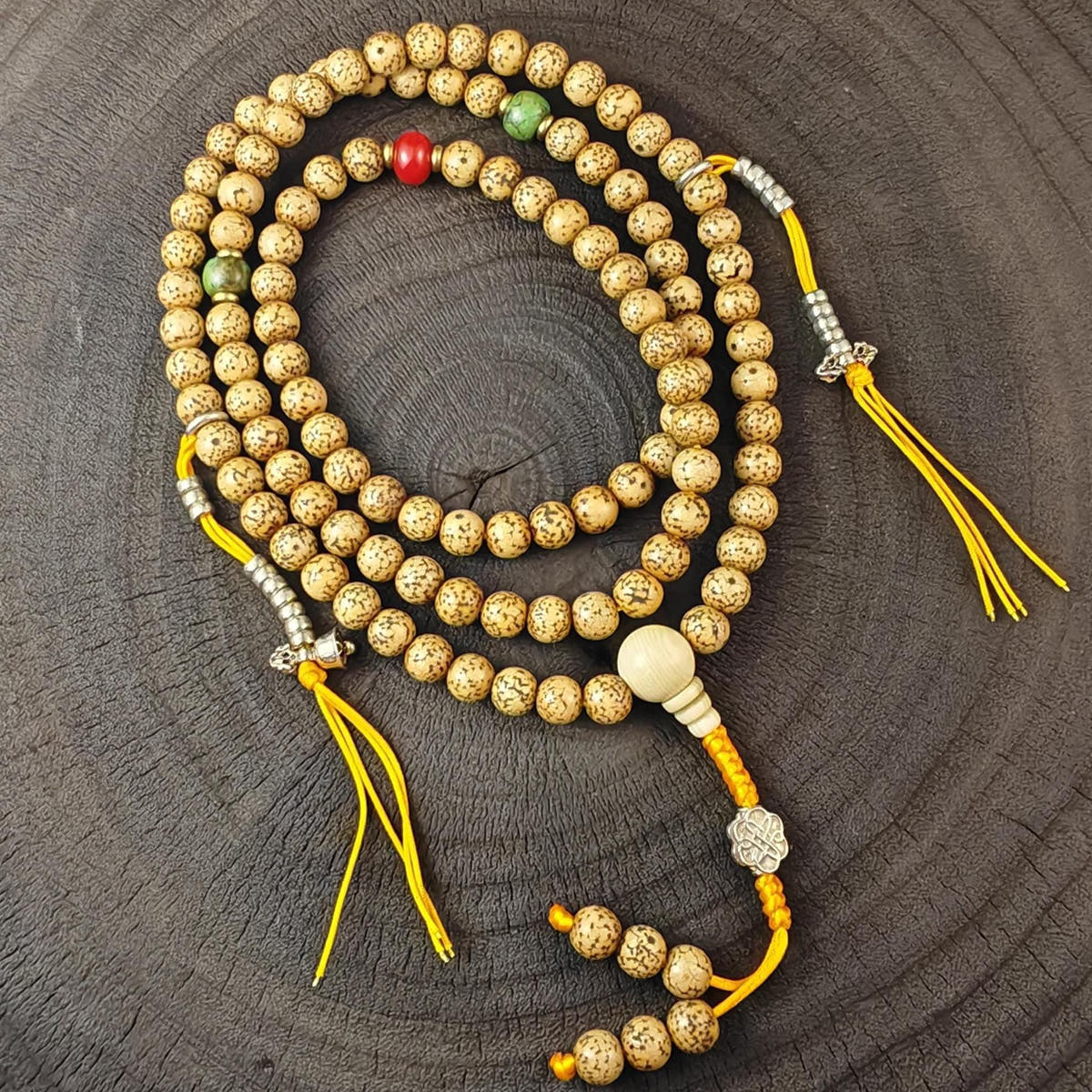 Authentic 7+mm Lotus Seed Necklace Mala: Old Tibetan Rosary 108 Prayer Beads