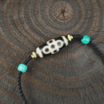 Authentic Thunder 5 Eyes Dzi Necklace | Tibetan Protection Amulet | 30*11mm