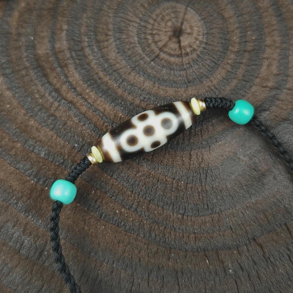 Authentic Thunder 5 Eyes Dzi Necklace | Tibetan Protection Amulet | 30*11mm