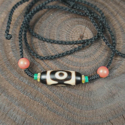 Authentic 3 Eyes Mandala Dzi Necklace | Tibetan Agate Protection Amulet