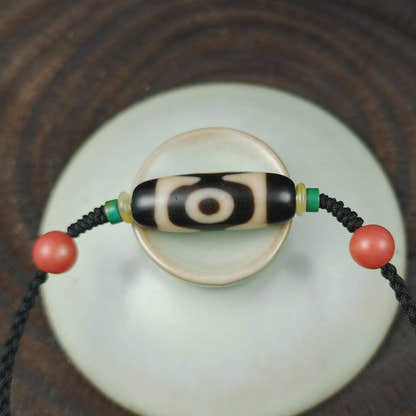 Authentic 3 Eyes Mandala Dzi Necklace | Tibetan Agate Protection Amulet