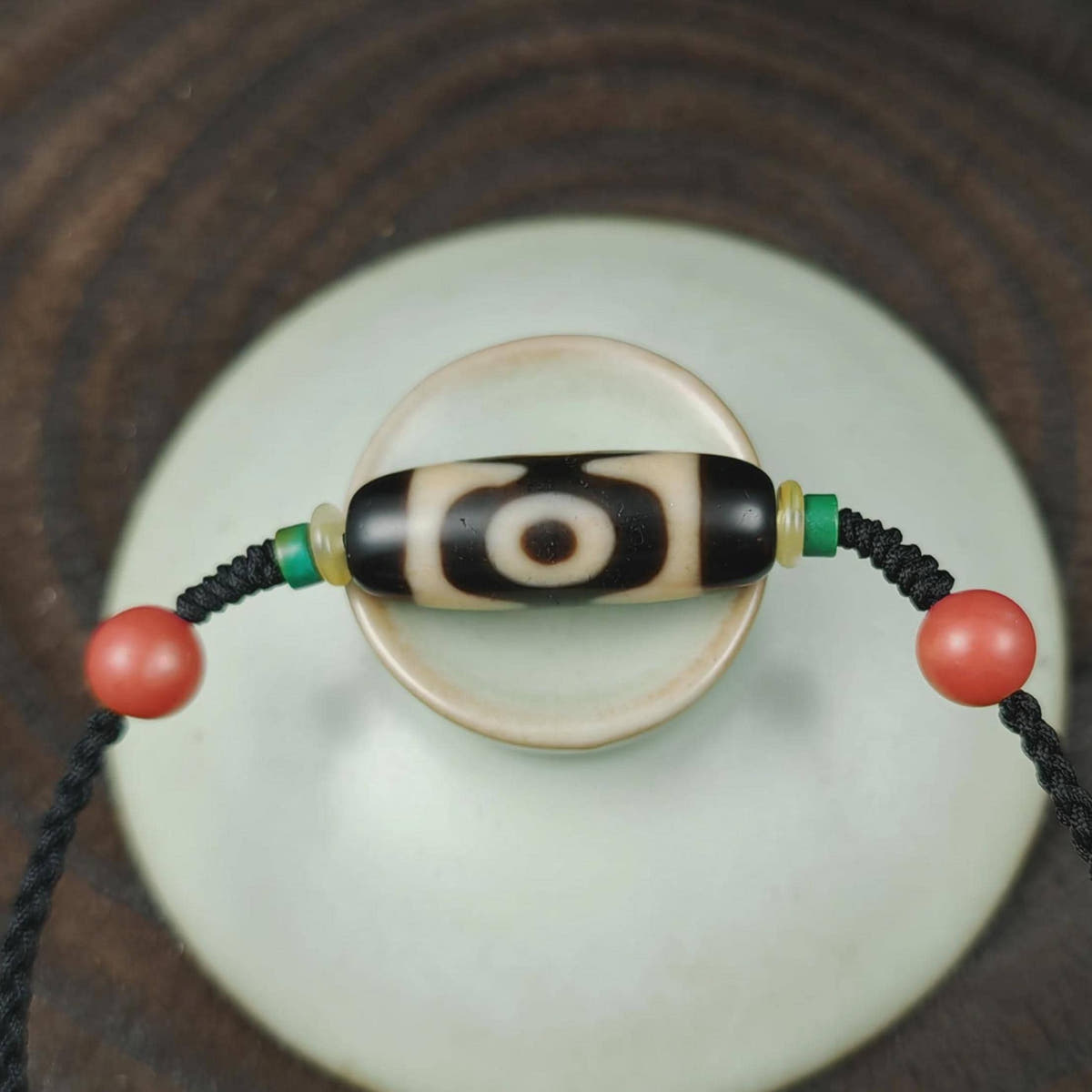 Authentic 3 Eyes Mandala Dzi Necklace | Tibetan Agate Protection Amulet
