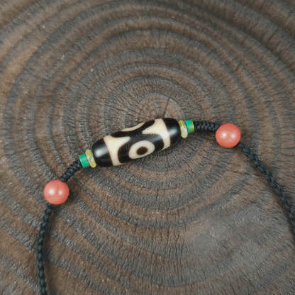 Authentic 3 Eyes Mandala Dzi Necklace | Tibetan Agate Protection Amulet