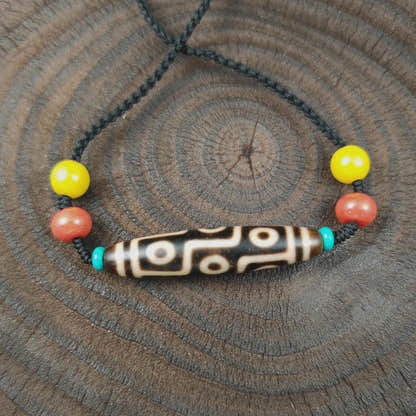 Authentic 9 Eyes Dzi Necklace | Tibetan Protection Amulet | 54*12mm