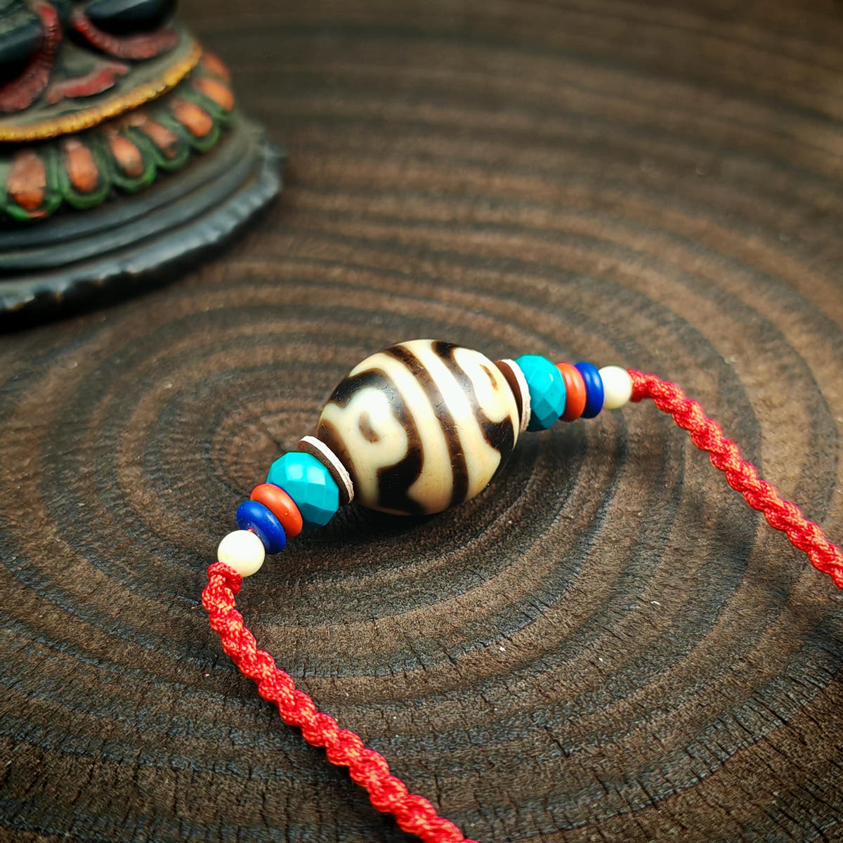 Authentic Dzi Bead Necklace Lotus Dalo Dzi Pendant Tibetan Jewelry 20*18mm