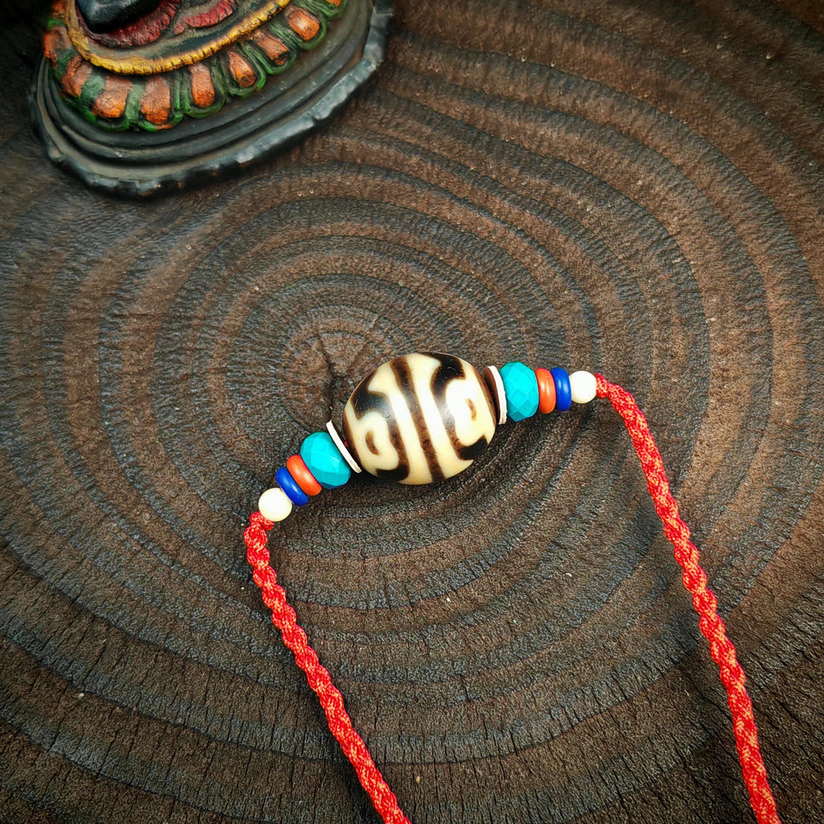 Authentic Dzi Bead Necklace Lotus Dalo Dzi Pendant Tibetan Jewelry 20*18mm