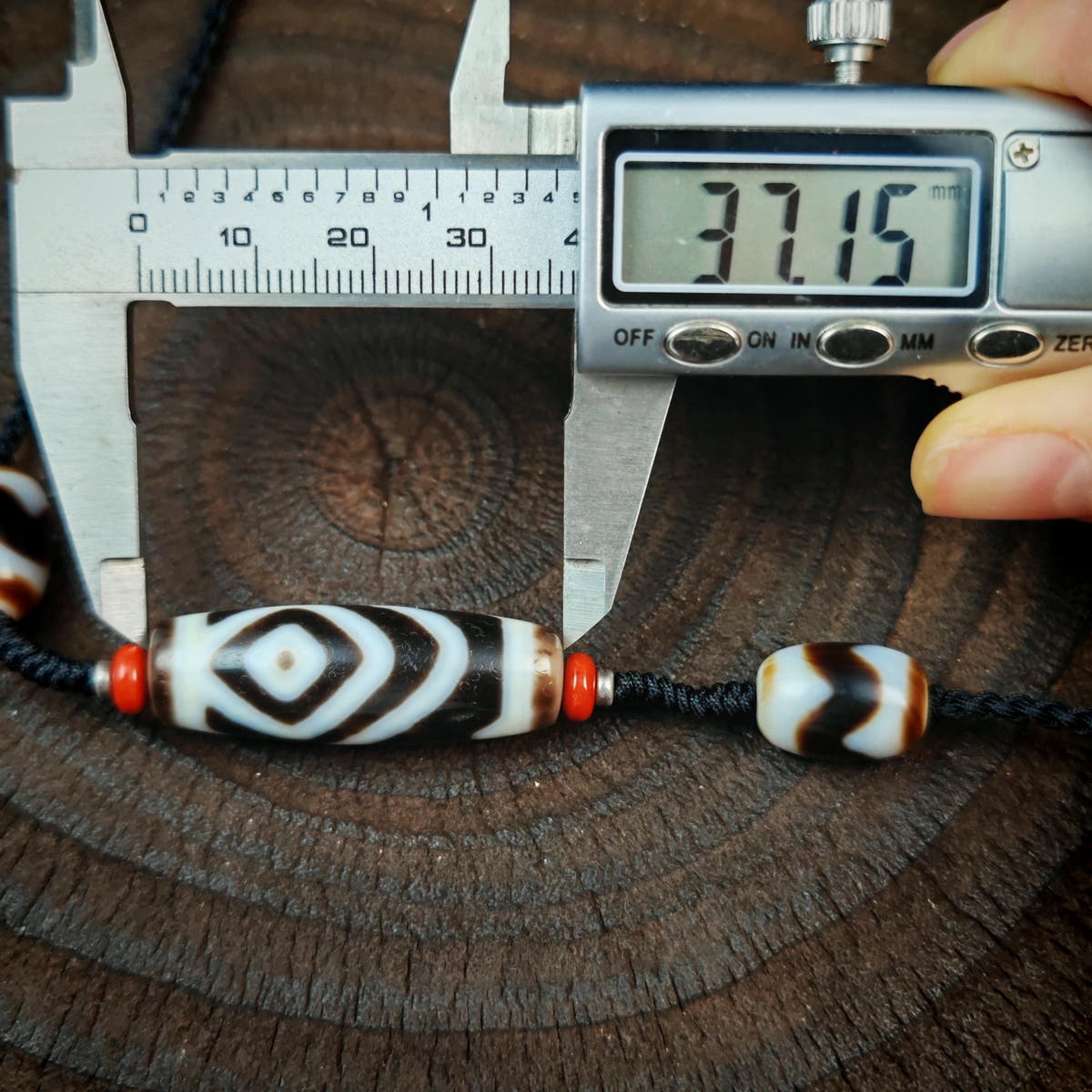 Vajra 2 Eyes Dzi Necklace | Antique Tibetan Dzi Bead Amulet 36 x 11mm