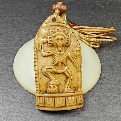 Authentic Citipati Skull Master Pendant - Old Tibetan Amulet 61mm × 32mm