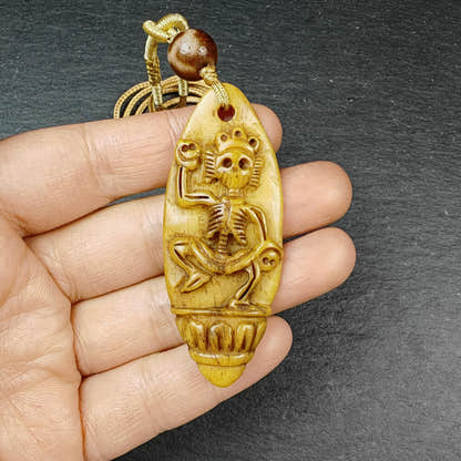 Authentic Citipati Skull Master Pendant - Old Tibetan Amulet 58mm × 23mm