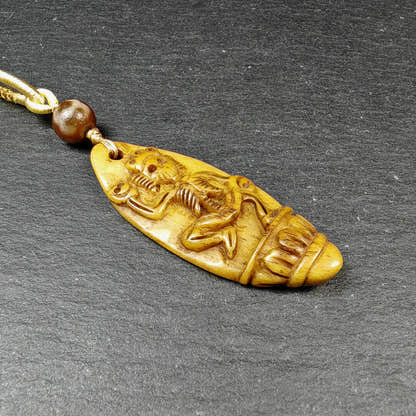 Authentic Citipati Skull Master Pendant - Old Tibetan Amulet 58mm × 23mm