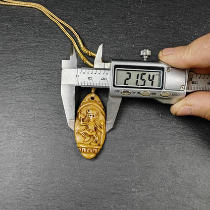 Authentic Citipati Skull Master Pendant - Old Tibetan Yak Bone Amulet 45mm × 21mm