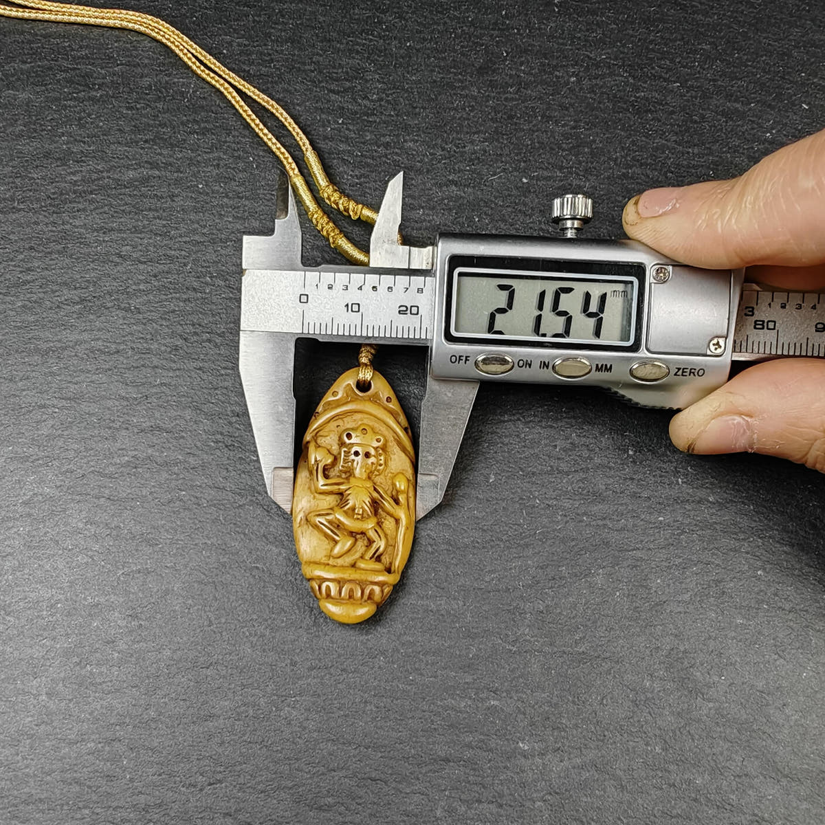 Authentic Citipati Skull Master Pendant - Old Tibetan Yak Bone Amulet 45mm × 21mm