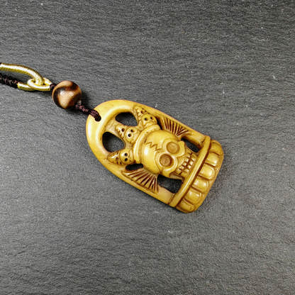 Authentic Citipati Skull Master Pendant Tibetan Yak Bone Amulet 46mm × 27mm