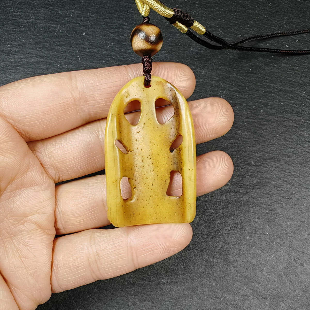Authentic Citipati Skull Master Pendant Tibetan Yak Bone Amulet 46mm × 27mm
