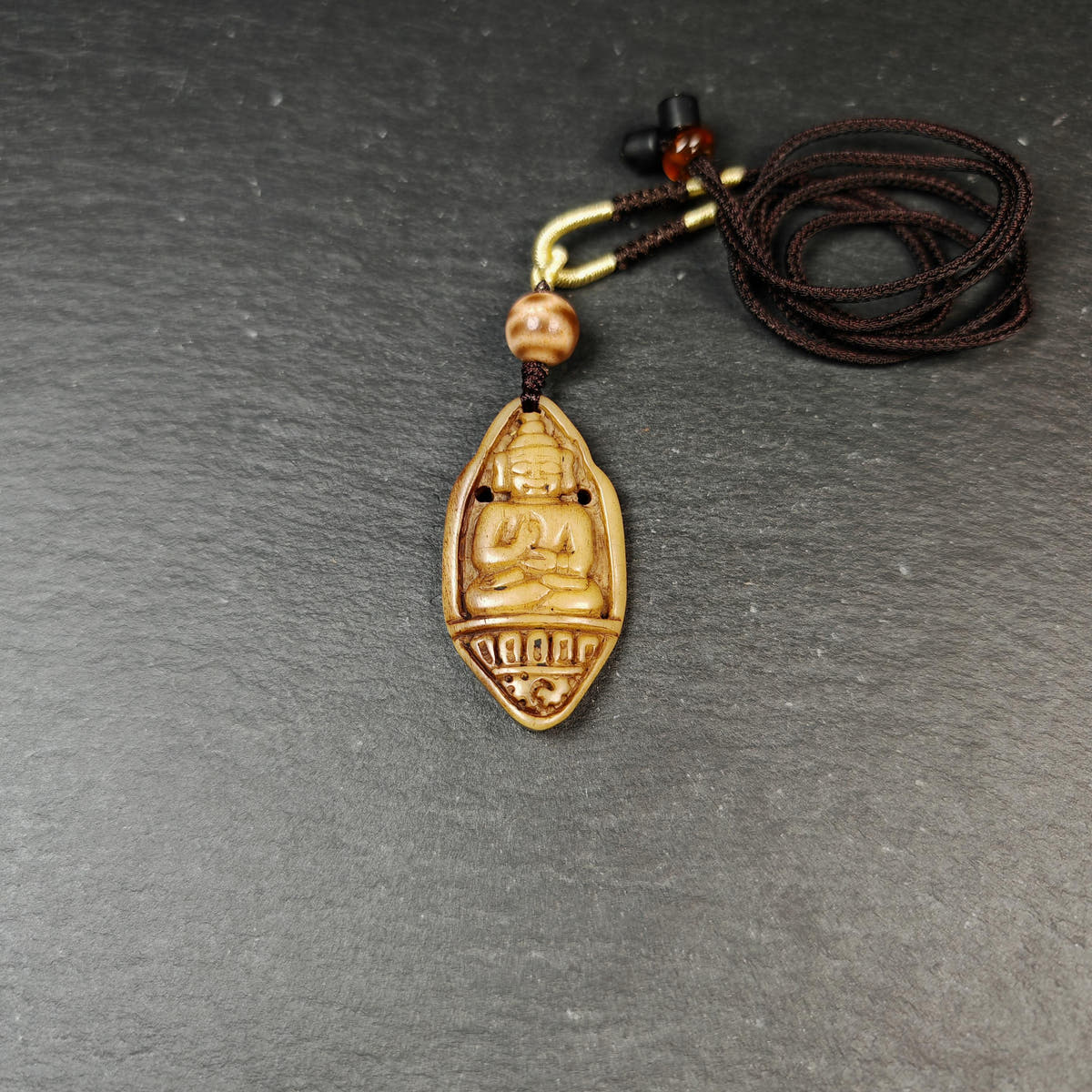 Authentic Handcarved Shakyamuni Pendant - Old Tibetan Amulet