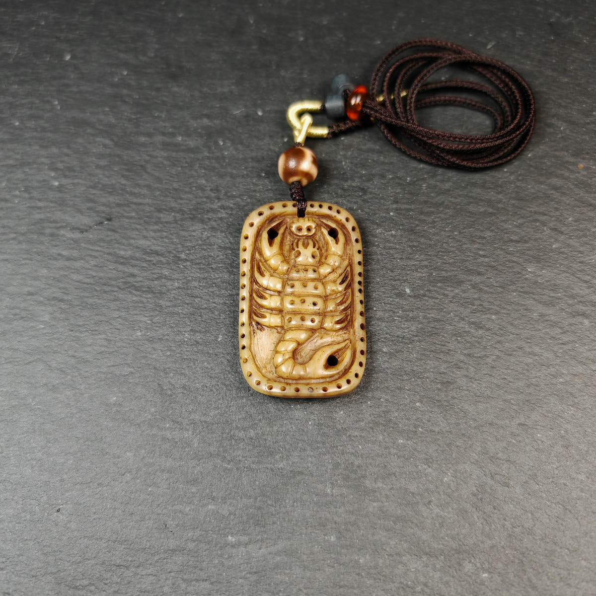 Authentic Handcarved Scorpion Pendant - Old Tibetan Amulet