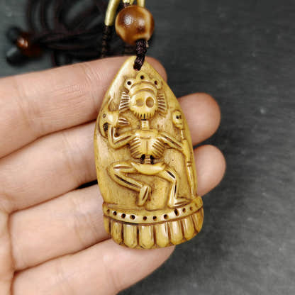 Authentic Citipati Skull Master Pendant - Old Tibetan Amulet 48mm × 26mm